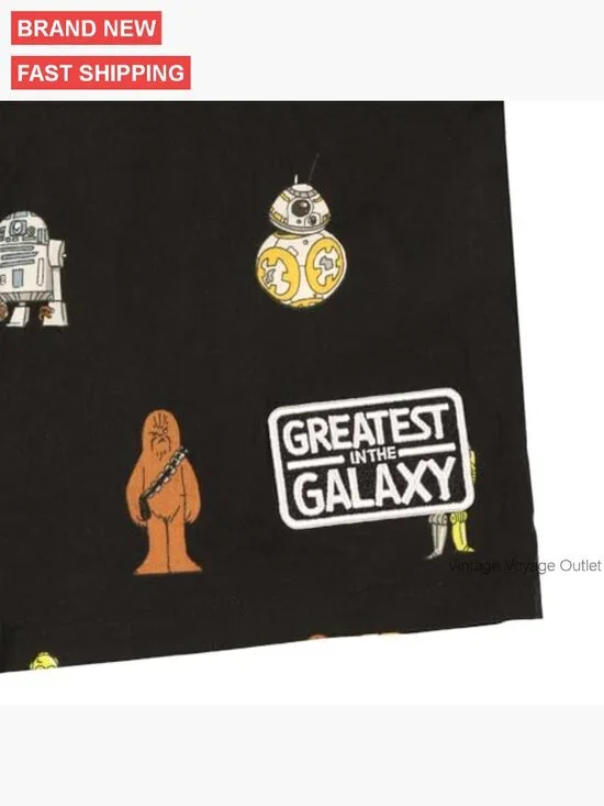 Men's Star Wars Button Up Camp Shirt, Short Sleeve, Loose Fit, Lightweight - Picture 5 of 7